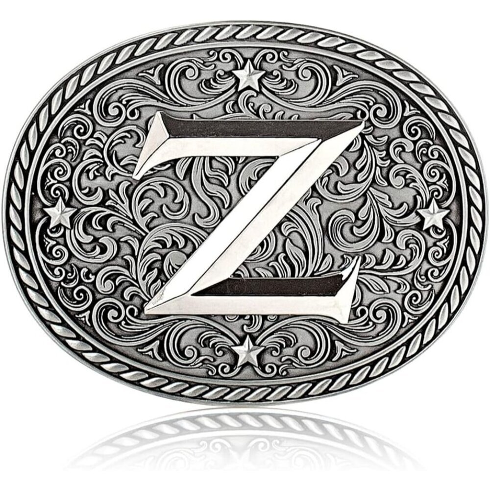 Women's Silver Z Cowgirl Initial Large Letter Zinc Alloy Imported Belt Buckles